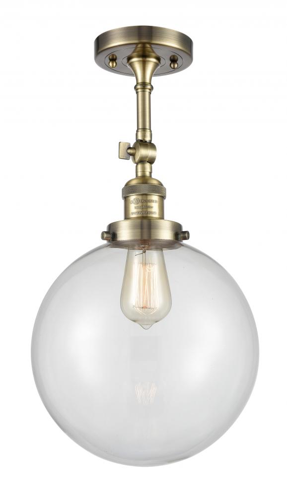 Beacon - 1 Light - 10 inch - Antique Brass - Adjustable Semi-Flush Mount