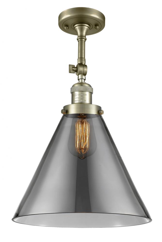 Cone - 1 Light - 12 inch - Antique Brass - Adjustable Semi-Flush Mount