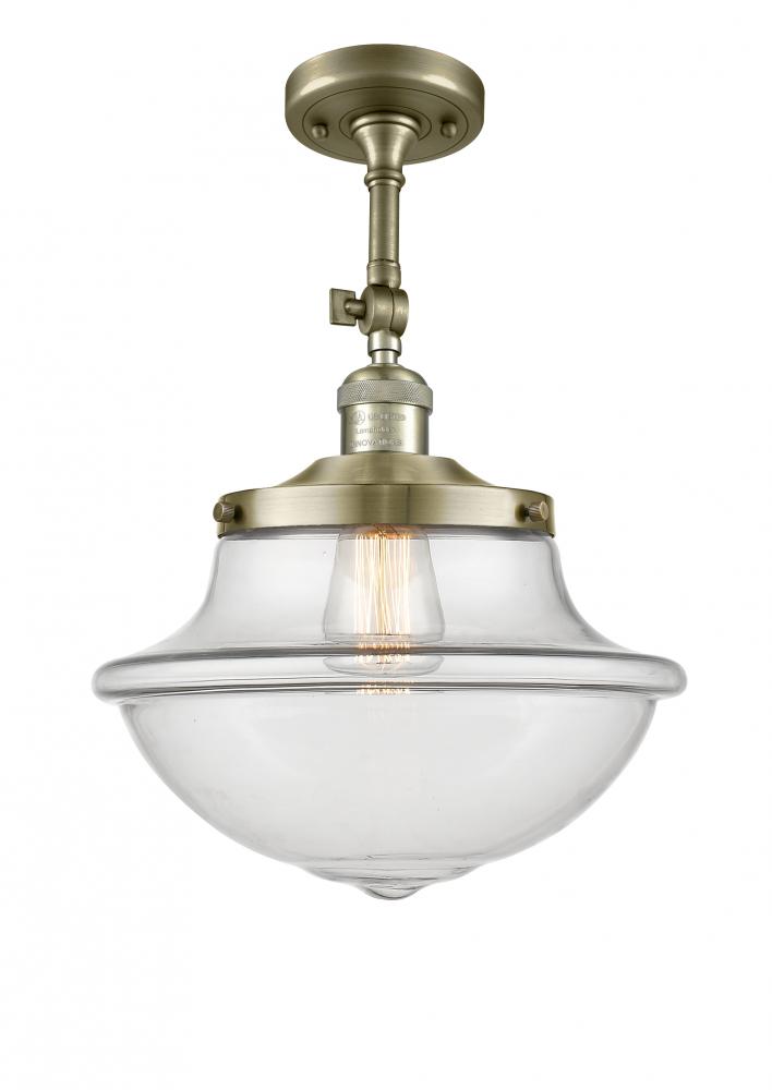 Oxford - 1 Light - 12 inch - Antique Brass - Adjustable Semi-Flush Mount