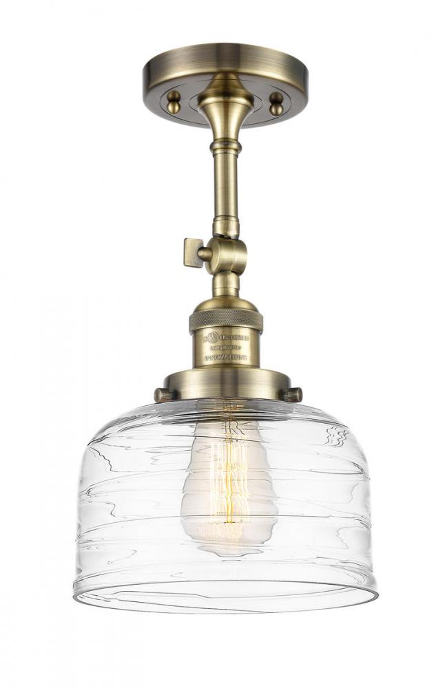 Bell - 1 Light - 8 inch - Antique Brass - Adjustable Semi-Flush Mount