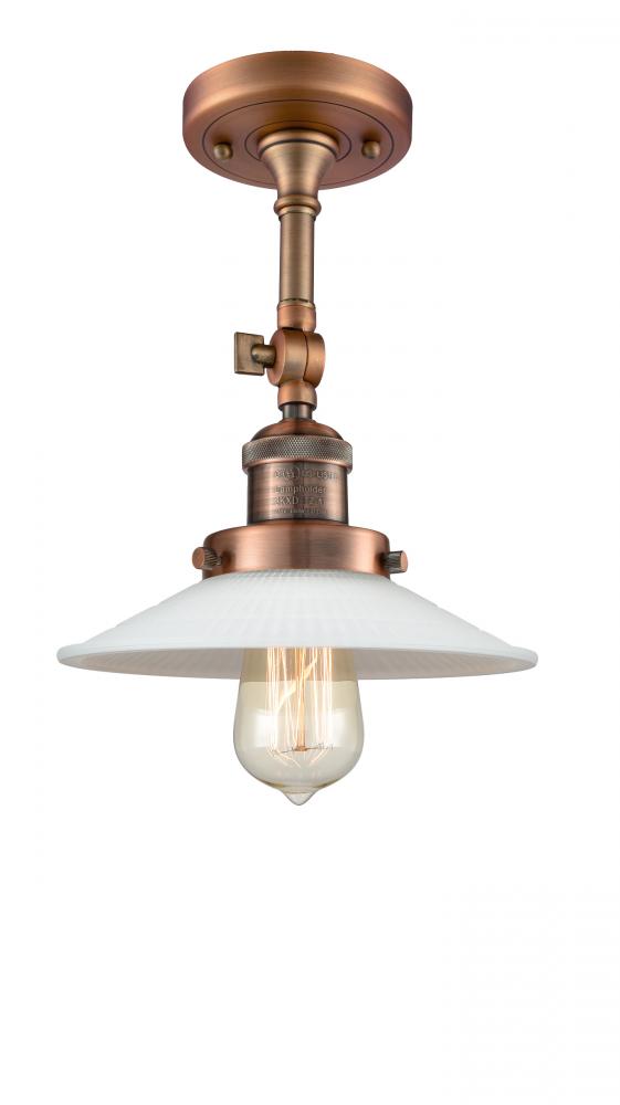 Halophane - 1 Light - 9 inch - Antique Copper - Adjustable Semi-Flush Mount