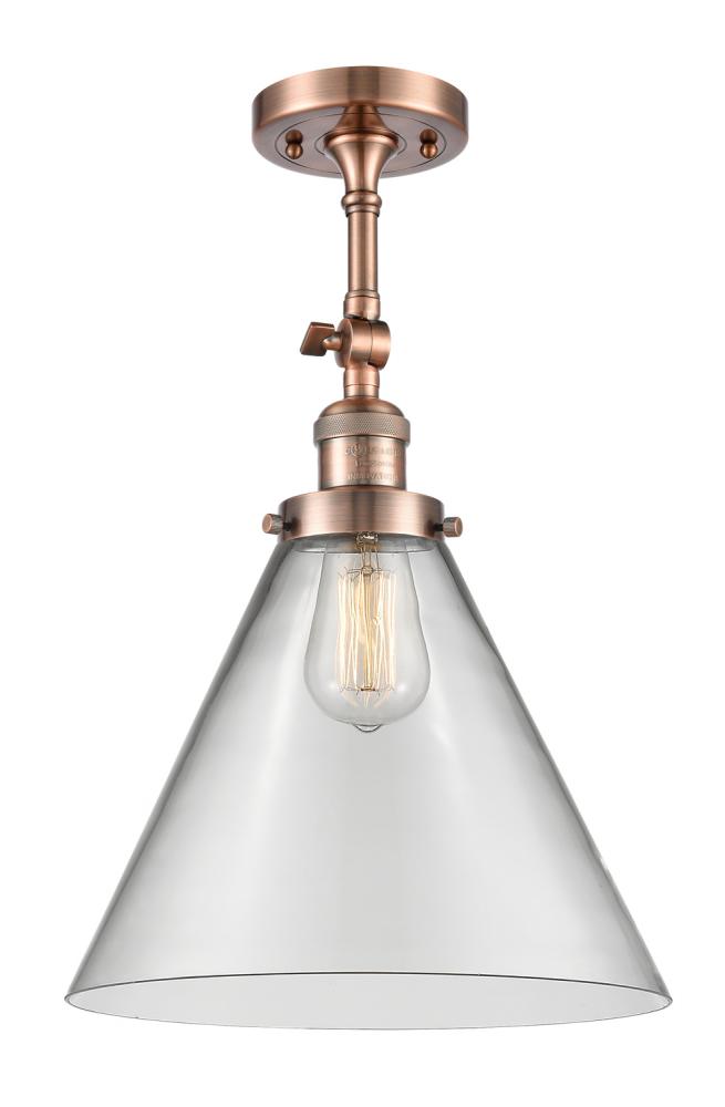 Cone - 1 Light - 12 inch - Antique Copper - Adjustable Semi-Flush Mount