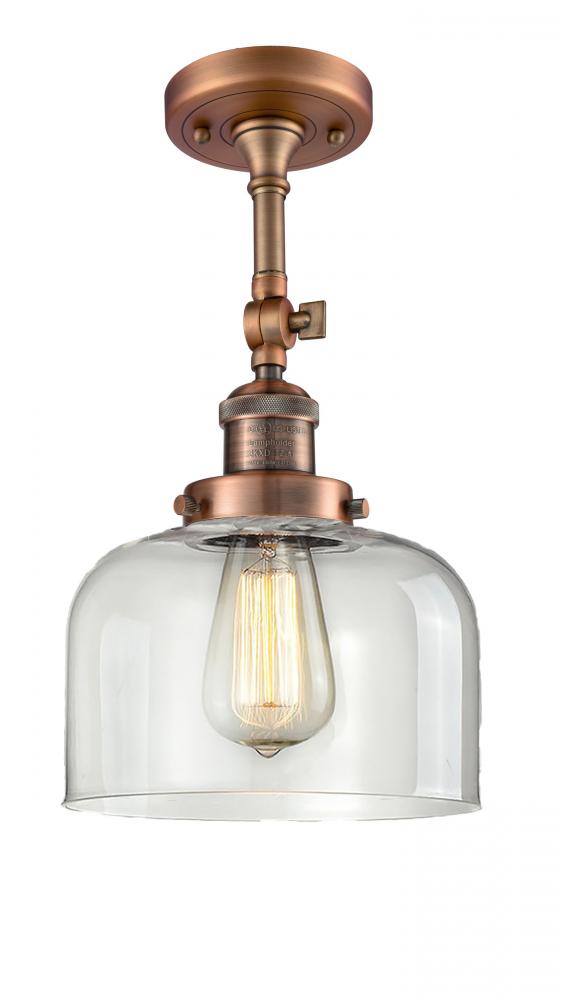 Bell - 1 Light - 8 inch - Antique Copper - Adjustable Semi-Flush Mount