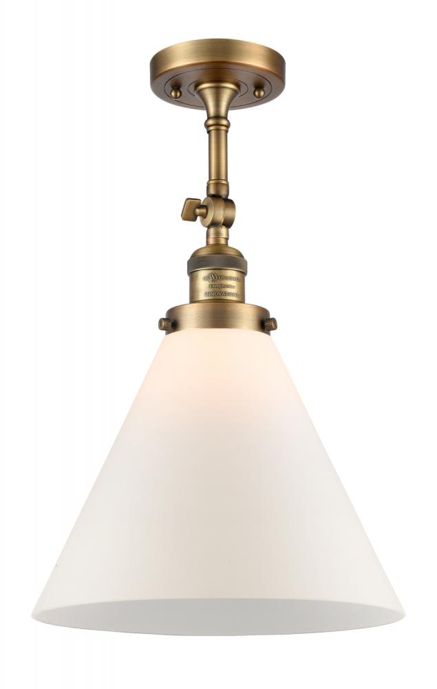 Cone - 1 Light - 12 inch - Brushed Brass - Adjustable Semi-Flush Mount