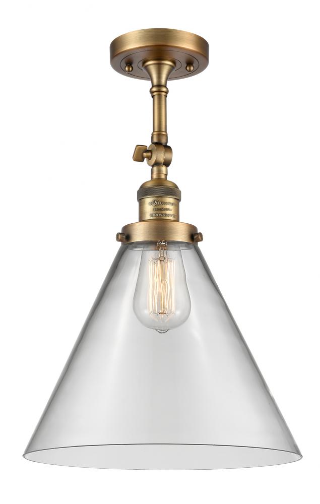 Cone - 1 Light - 12 inch - Brushed Brass - Adjustable Semi-Flush Mount