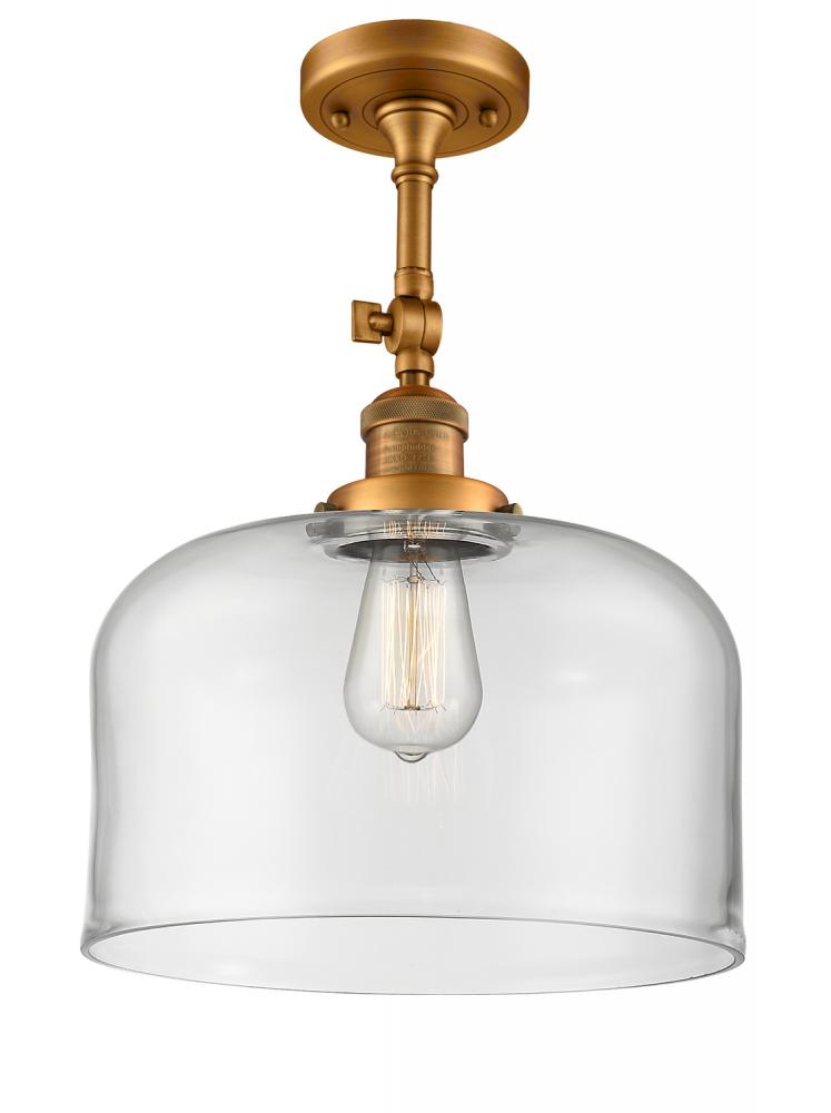 Bell - 1 Light - 12 inch - Brushed Brass - Adjustable Semi-Flush Mount