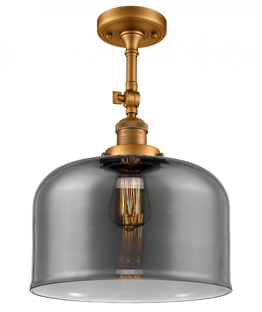 Bell - 1 Light - 12 inch - Brushed Brass - Adjustable Semi-Flush Mount