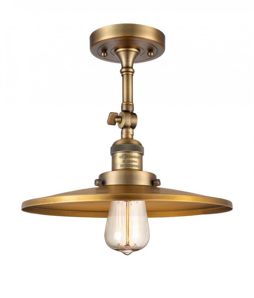 Railroad - 1 Light - 12 inch - Brushed Brass - Adjustable Semi-Flush Mount
