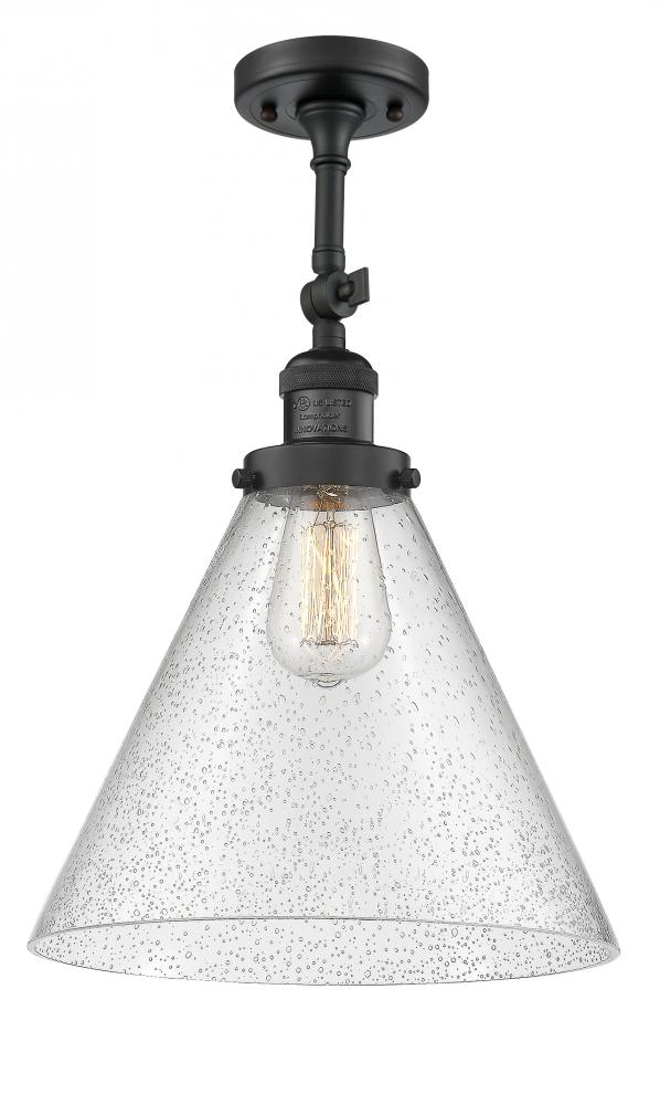 Cone - 1 Light - 12 inch - Matte Black - Adjustable Semi-Flush Mount