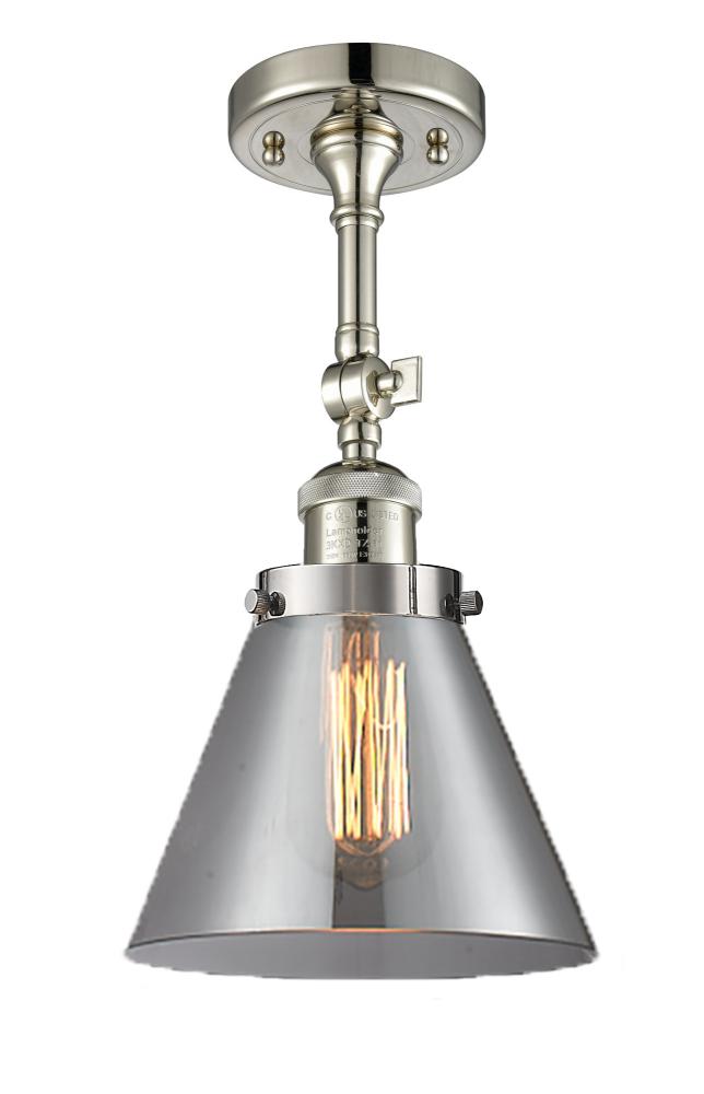 Cone - 1 Light - 8 inch - Polished Nickel - Adjustable Semi-Flush Mount