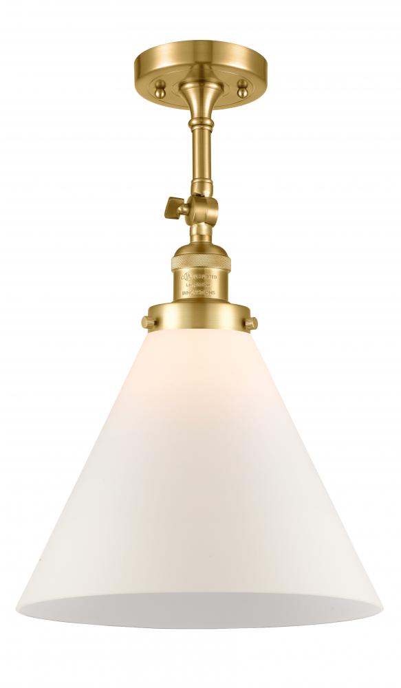 Cone - 1 Light - 12 inch - Satin Gold - Adjustable Semi-Flush Mount