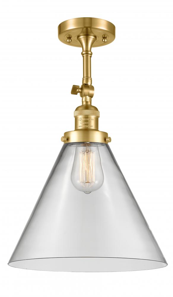 Cone - 1 Light - 12 inch - Satin Gold - Adjustable Semi-Flush Mount