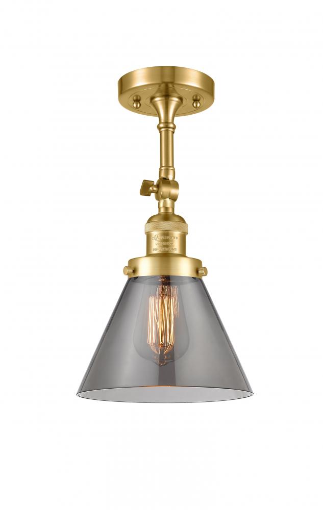 Cone - 1 Light - 8 inch - Satin Gold - Adjustable Semi-Flush Mount