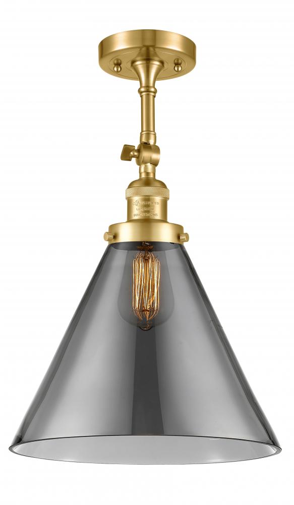 Cone - 1 Light - 12 inch - Satin Gold - Adjustable Semi-Flush Mount