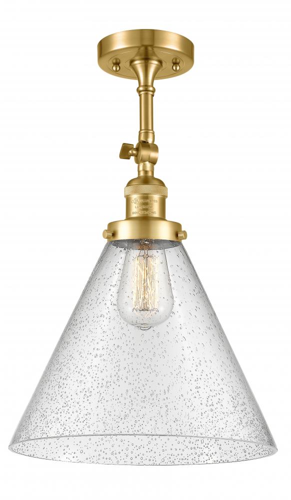 Cone - 1 Light - 12 inch - Satin Gold - Adjustable Semi-Flush Mount