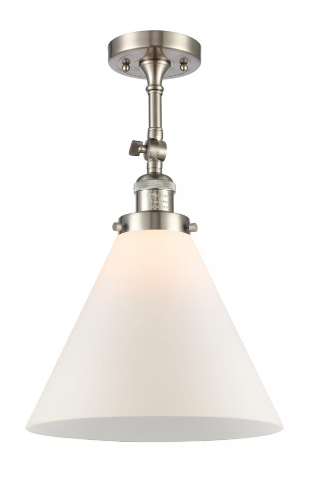 Cone - 1 Light - 12 inch - Brushed Satin Nickel - Adjustable Semi-Flush Mount