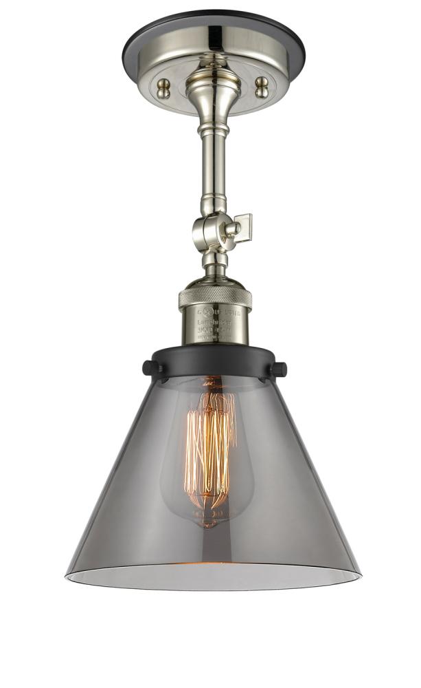 Cone - 1 Light - 8 inch - Polished Nickel - Semi-Flush Mount