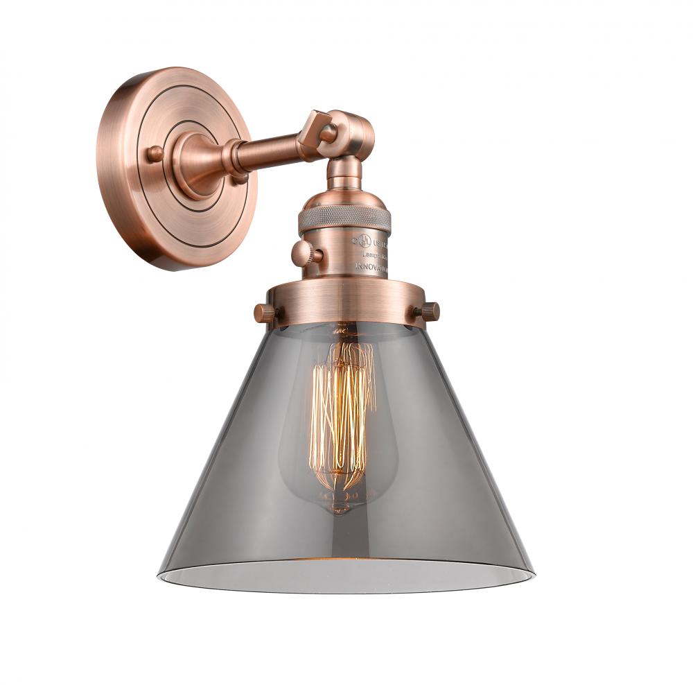 Cone - 1 Light - 8 inch - Antique Copper - Adjustable Sconce