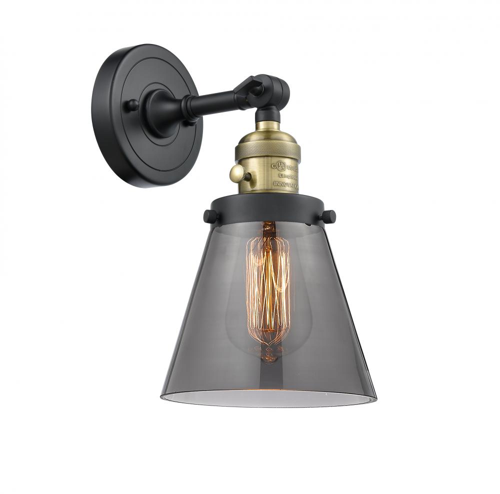 Cone - 1 Light - 6 inch - Black Antique Brass - Adjustable Sconce