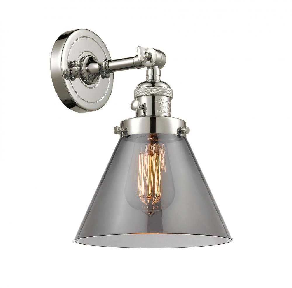 Cone - 1 Light - 8 inch - Polished Nickel - Adjustable Sconce
