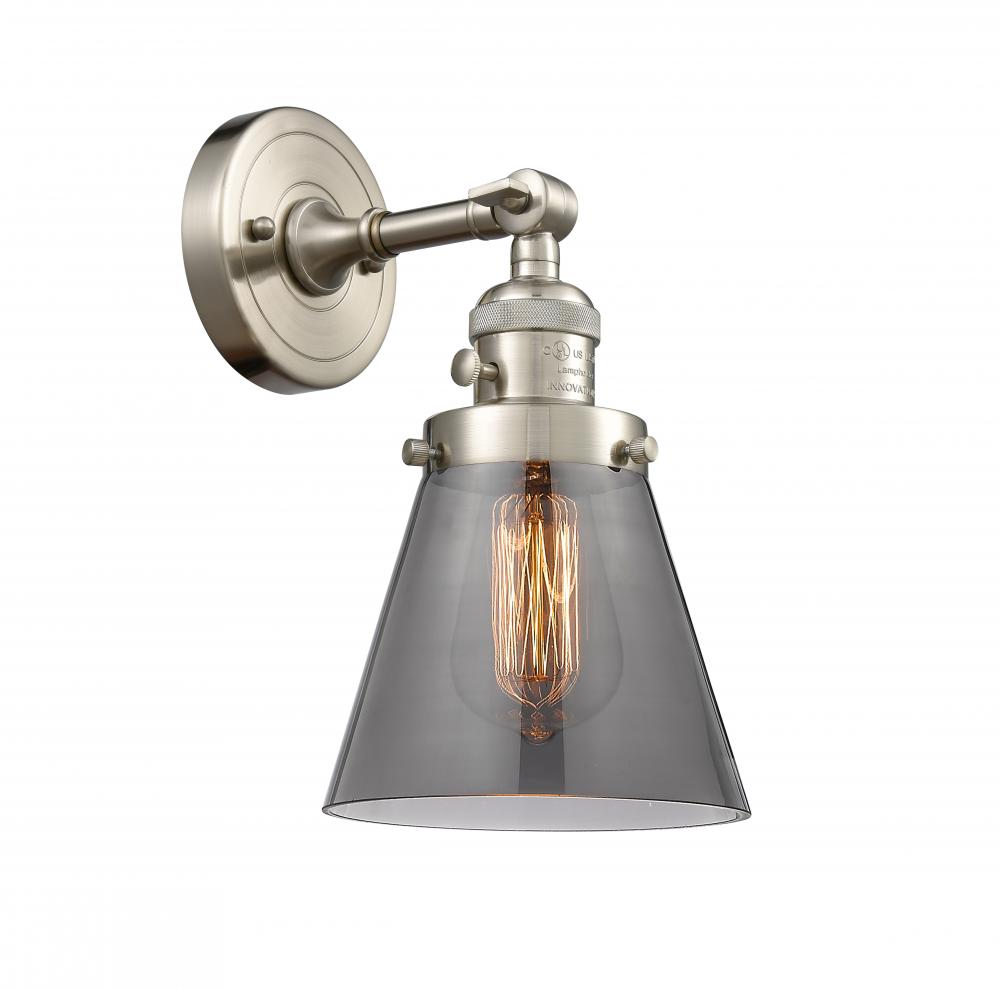 Cone - 1 Light - 6 inch - Brushed Satin Nickel - Adjustable Sconce