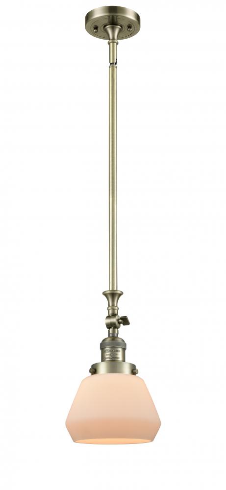 Fulton - 1 Light - 7 inch - Antique Brass - Stem Hung - Adjustable Mini Pendant
