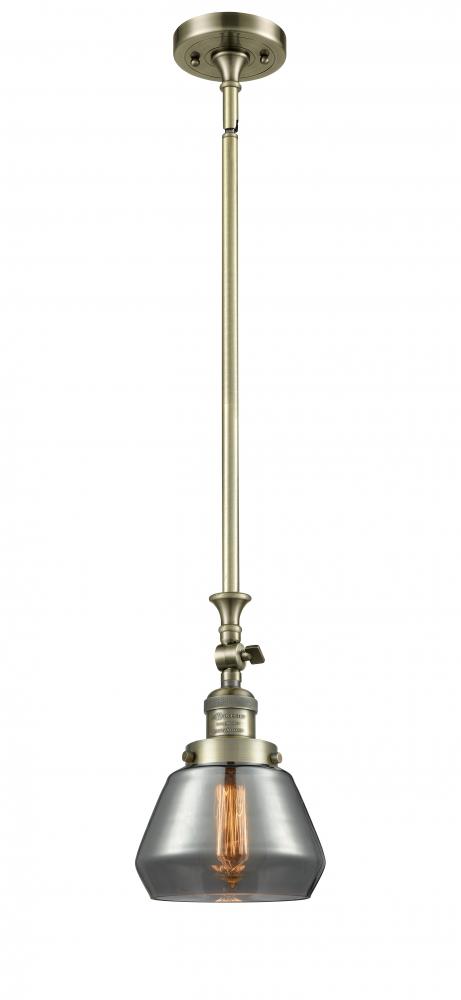 Fulton - 1 Light - 7 inch - Antique Brass - Stem Hung - Adjustable Mini Pendant