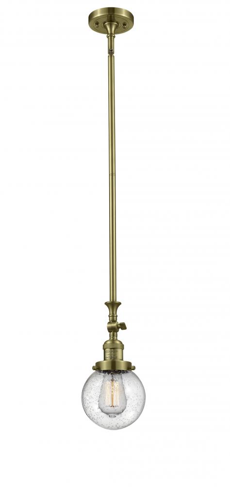 Beacon - 1 Light - 6 inch - Antique Brass - Stem Hung - Adjustable Mini Pendant