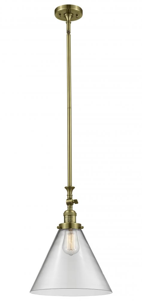 Cone - 1 Light - 12 inch - Antique Brass - Stem Hung - Adjustable Mini Pendant
