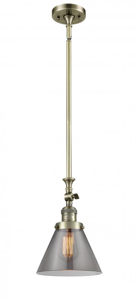 Cone - 1 Light - 8 inch - Antique Brass - Stem Hung - Adjustable Mini Pendant