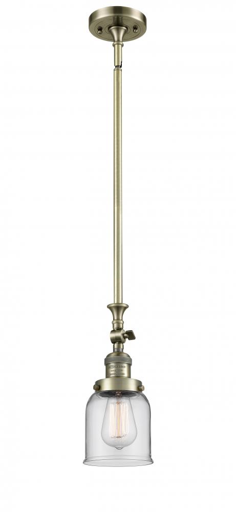 Bell - 1 Light - 5 inch - Antique Brass - Stem Hung - Adjustable Mini Pendant