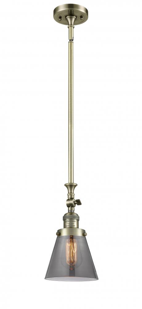 Cone - 1 Light - 6 inch - Antique Brass - Stem Hung - Adjustable Mini Pendant