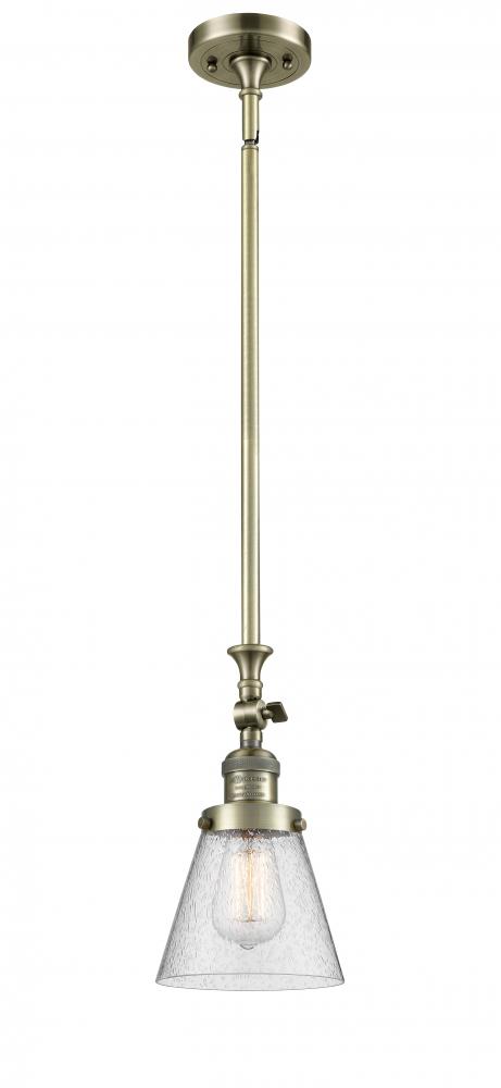 Cone - 1 Light - 6 inch - Antique Brass - Stem Hung - Adjustable Mini Pendant