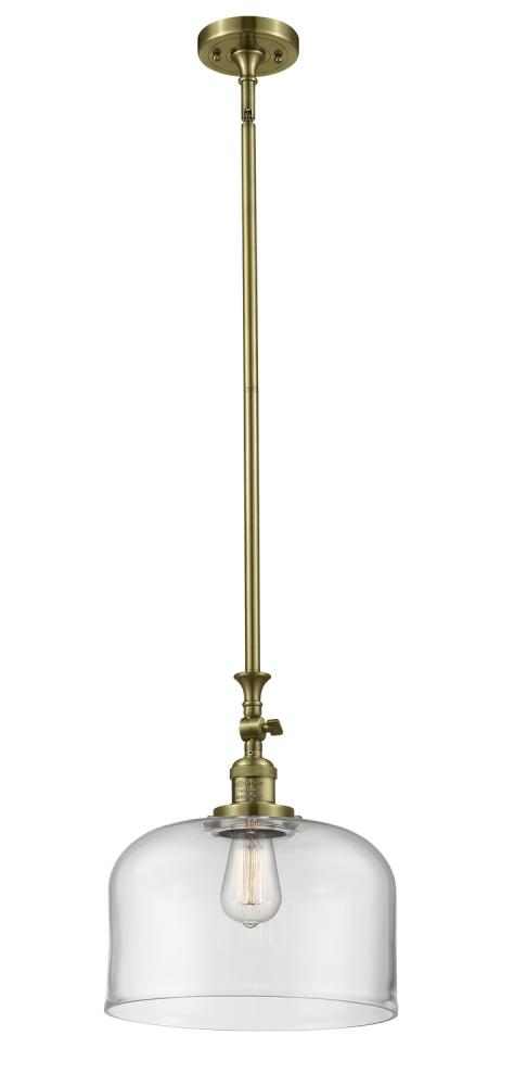 Bell - 1 Light - 12 inch - Antique Brass - Stem Hung - Adjustable Mini Pendant