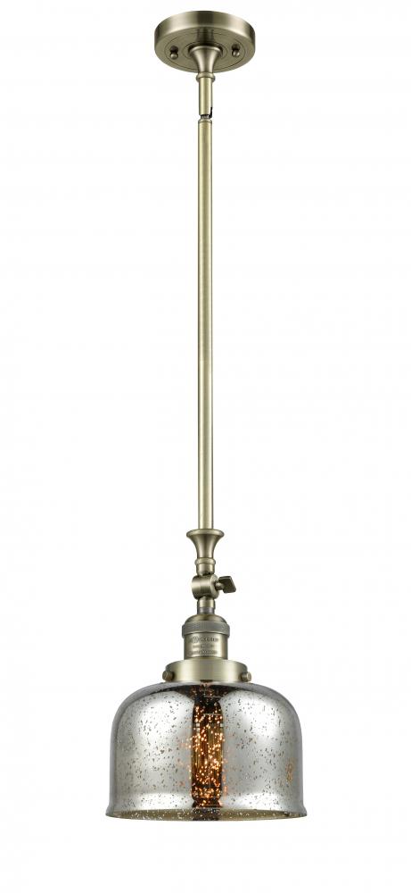 Bell - 1 Light - 8 inch - Antique Brass - Stem Hung - Adjustable Mini Pendant