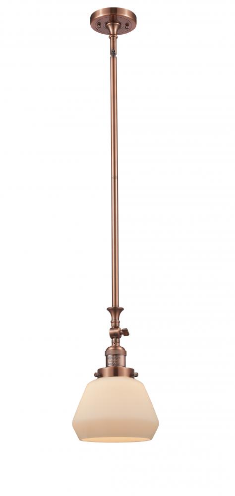 Fulton - 1 Light - 7 inch - Antique Copper - Stem Hung - Adjustable Mini Pendant