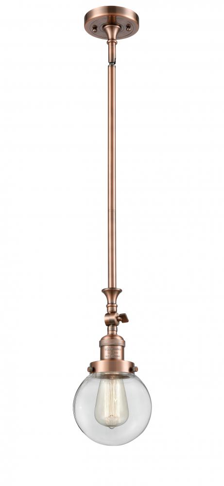 Beacon - 1 Light - 6 inch - Antique Copper - Stem Hung - Adjustable Mini Pendant