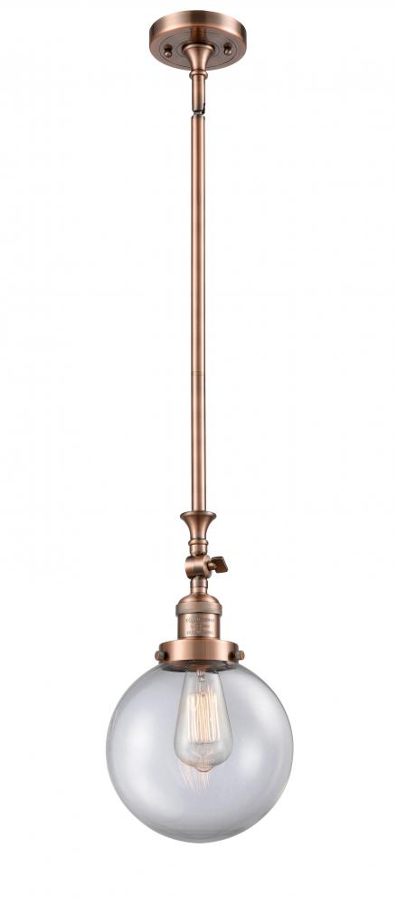 Beacon - 1 Light - 8 inch - Antique Copper - Stem Hung - Adjustable Mini Pendant