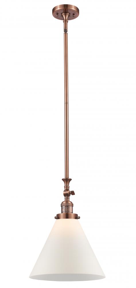 Cone - 1 Light - 12 inch - Antique Copper - Stem Hung - Adjustable Mini Pendant