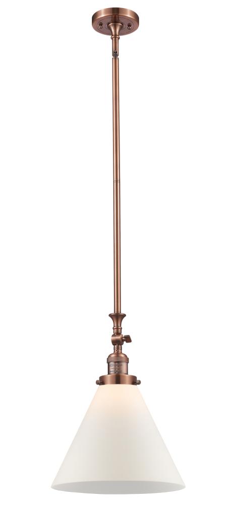 Cone - 1 Light - 12 inch - Antique Copper - Stem Hung - Adjustable Mini Pendant
