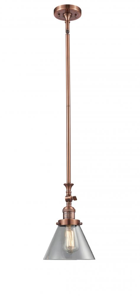 Cone - 1 Light - 8 inch - Antique Copper - Stem Hung - Adjustable Mini Pendant