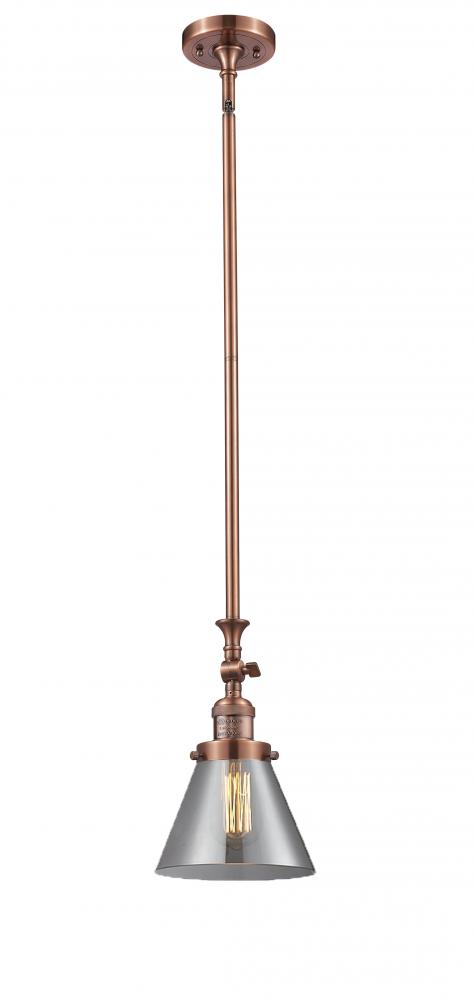Cone - 1 Light - 8 inch - Antique Copper - Stem Hung - Adjustable Mini Pendant