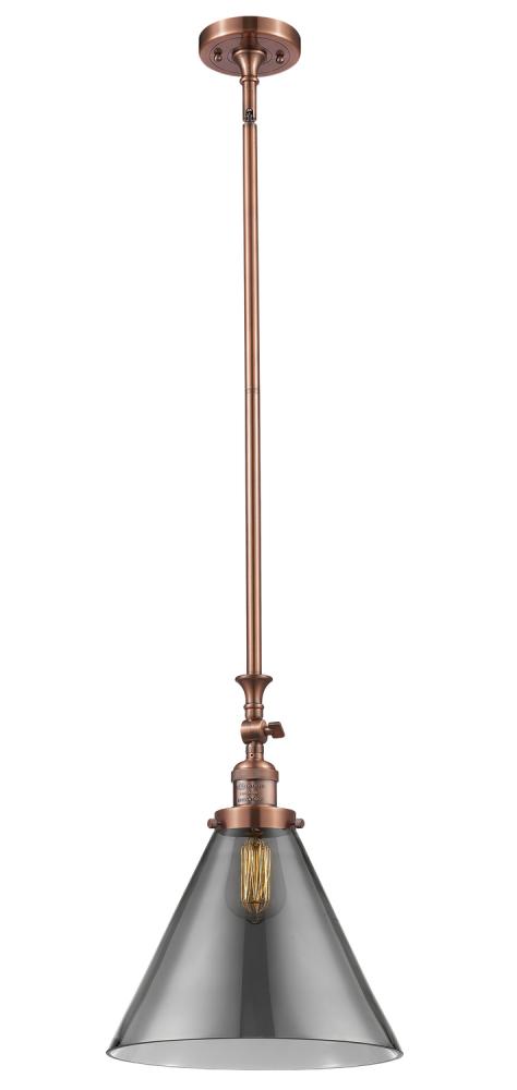 Cone - 1 Light - 12 inch - Antique Copper - Stem Hung - Adjustable Mini Pendant
