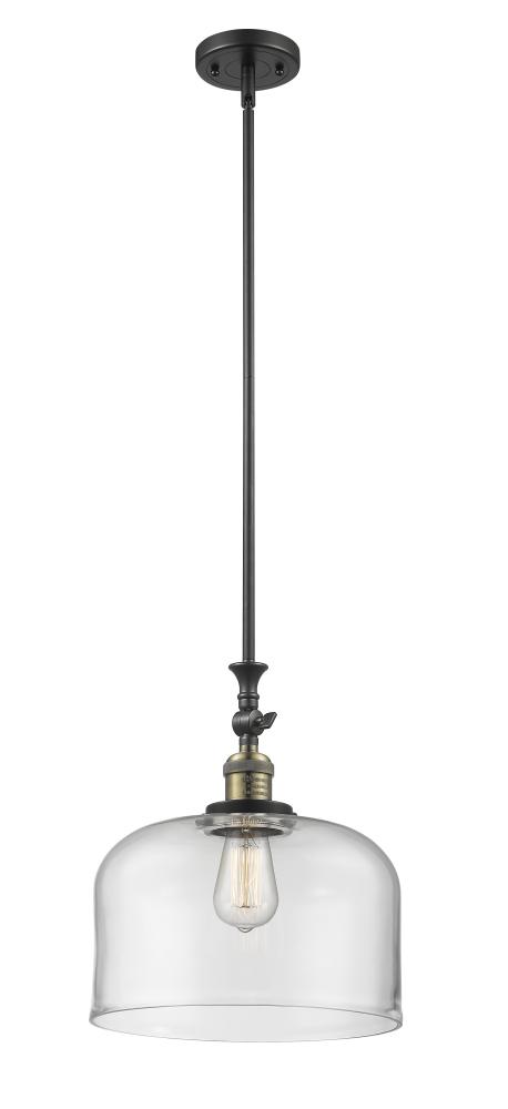 Bell - 1 Light - 12 inch - Black Antique Brass - Stem Hung - Adjustable Mini Pendant