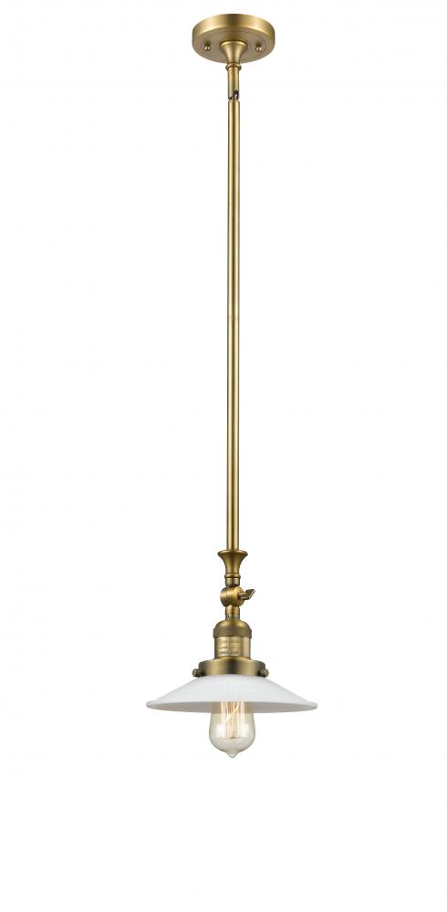 Halophane - 1 Light - 9 inch - Brushed Brass - Stem Hung - Adjustable Mini Pendant