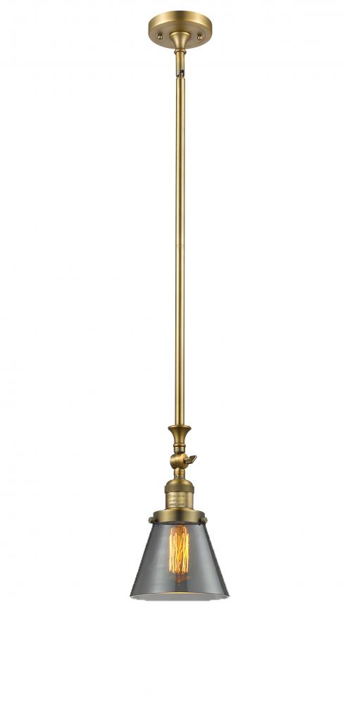 Cone - 1 Light - 6 inch - Brushed Brass - Stem Hung - Adjustable Mini Pendant