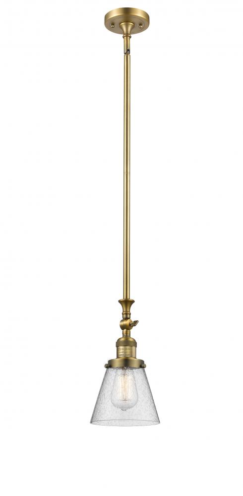Cone - 1 Light - 6 inch - Brushed Brass - Stem Hung - Adjustable Mini Pendant