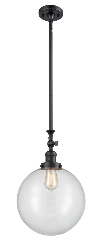 Beacon - 1 Light - 12 inch - Matte Black - Stem Hung - Adjustable Mini Pendant