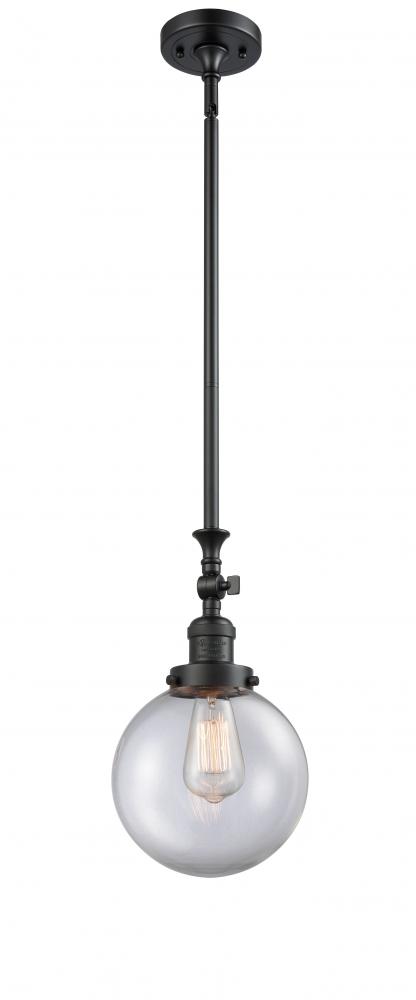 Beacon - 1 Light - 8 inch - Matte Black - Stem Hung - Adjustable Mini Pendant