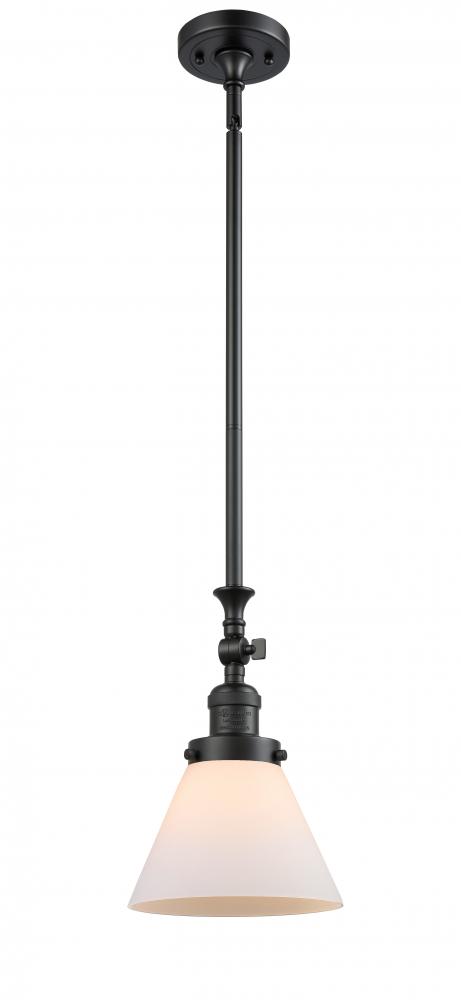 Cone - 1 Light - 8 inch - Matte Black - Stem Hung - Adjustable Mini Pendant